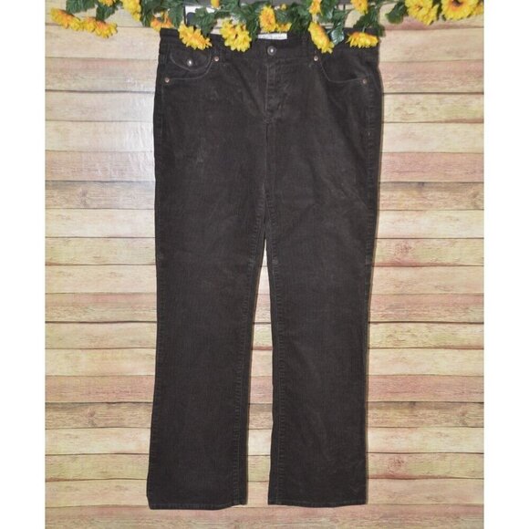 Old Navy Ladies Brown Mid-Rise Corduroy Wide Leg Pants Size 10 Stretch Casual - Picture 1 of 9